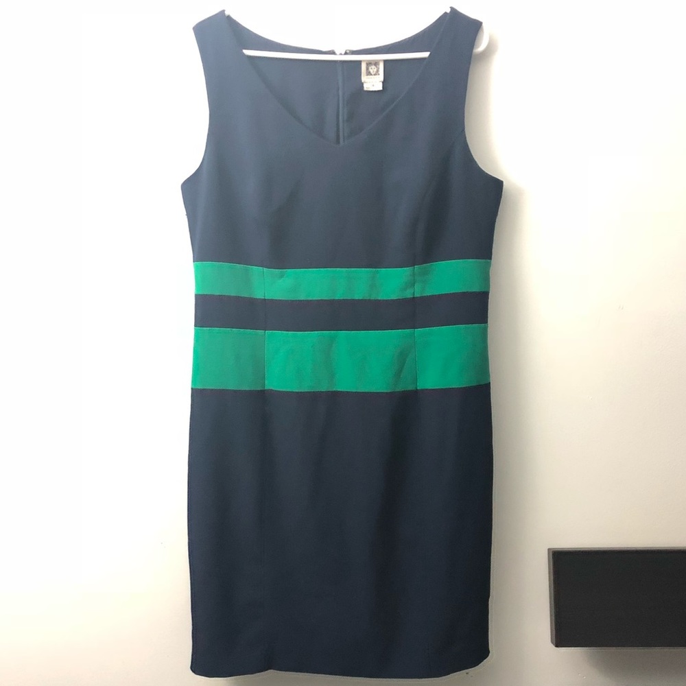 Anne Klein blue and green sheath dress